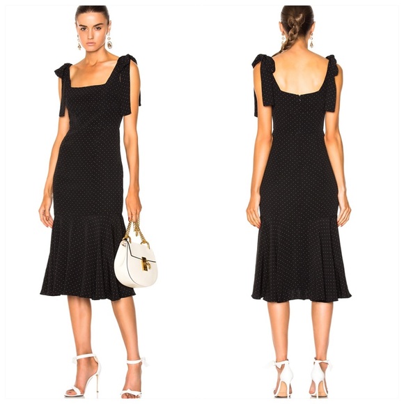 SOLD-Alexis Polka Dot Pauldine Midi dress intermix - Picture 2 of 5